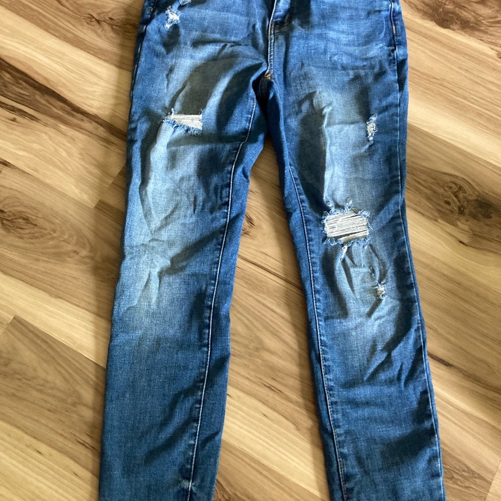 Judy Blue Los Angles Womens blue Stretch Distressed  Skinny Fit 7/28